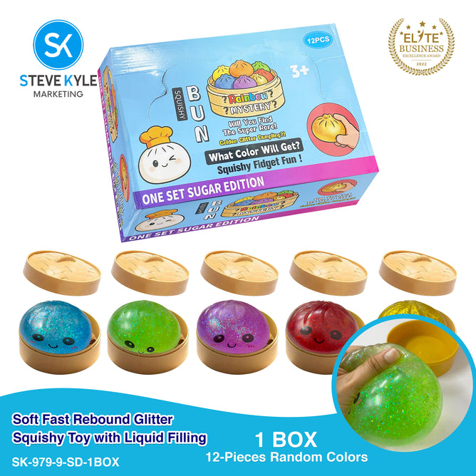 Steve Kyle Simulated Dumpling Squishy Toy Soft Fast Rebound Glitter Face Fidget Squeeze Toy