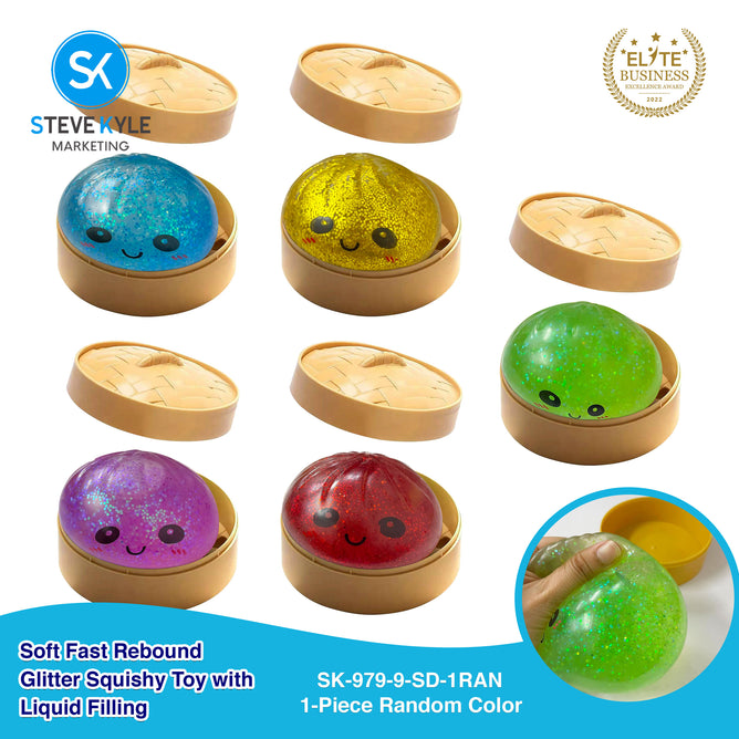 Steve Kyle Simulated Dumpling Squishy Toy Soft Fast Rebound Glitter Face Fidget Squeeze Toy