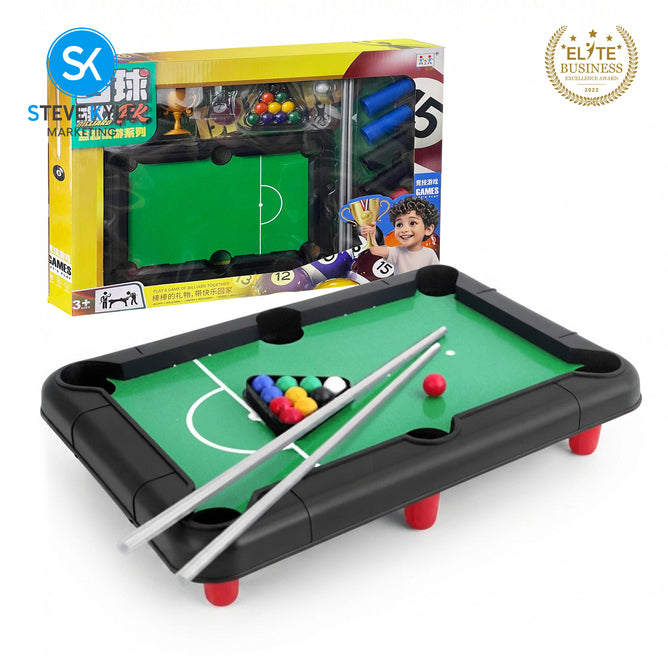Steve Kyle Mini Tabletop Billiard Game Set with Balls and Trophy Educational Kids Toy