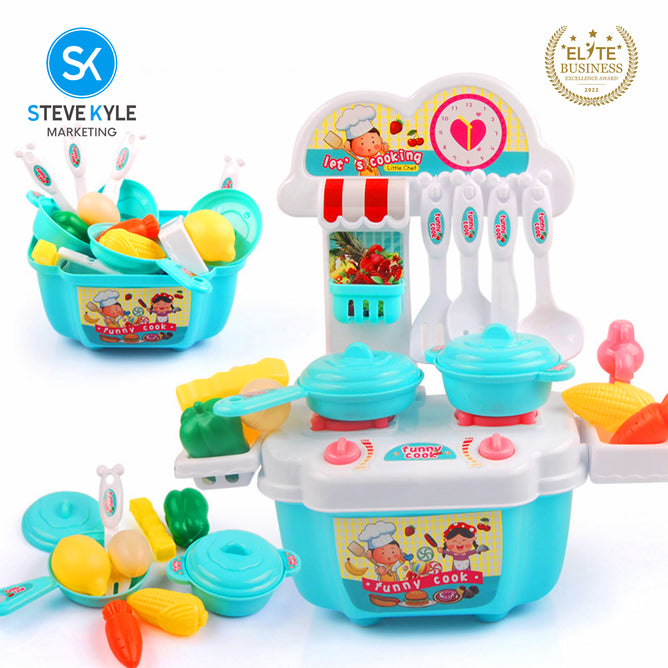 Steve Kyle Mini Kitchen Playset Kids Cooking Toys Set Mini Chef Pretend Play for Kids