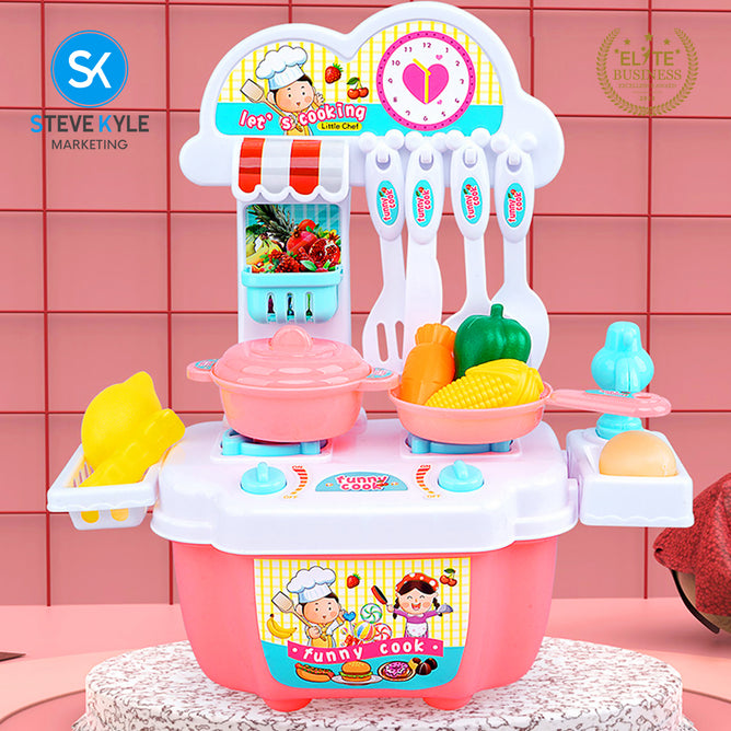 Steve Kyle Mini Kitchen Playset Kids Cooking Toys Set Mini Chef Pretend Play for Kids