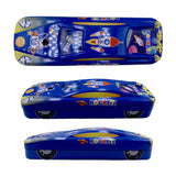 2 Layer Metal Pencil Case with Cartoon Car Design for Kids