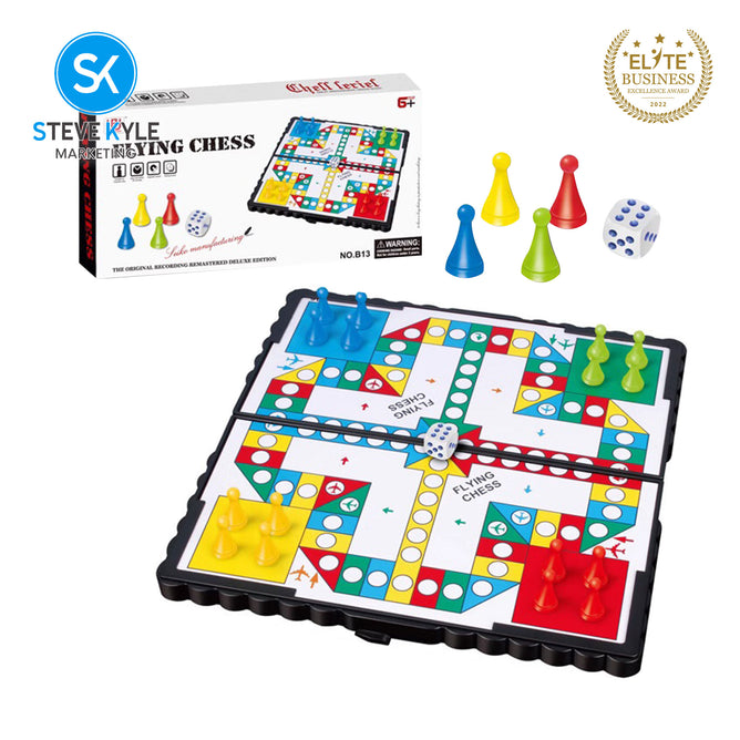 Steve Kyle Magnetic Travel Board Games Snake Ladder Flying Chess Checker Game Toys For Kids-Adult