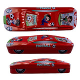 2 Layer Metal Pencil Case with Cartoon Car Design for Kids
