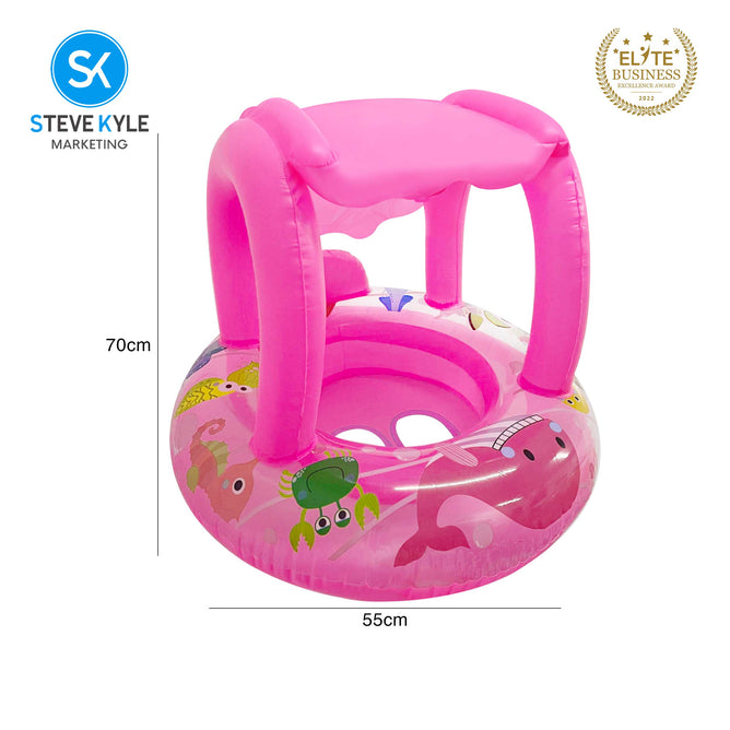 Steve Kyle Inflatable Baby Seat Float With Canopy Sea Animal Swimming Boat
