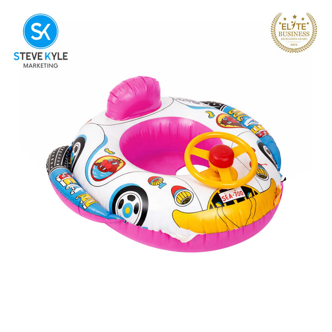 Steve Kyle Inflatable Baby Seat Float With Steering Wheel Swimming Safe Water Toy Boat
