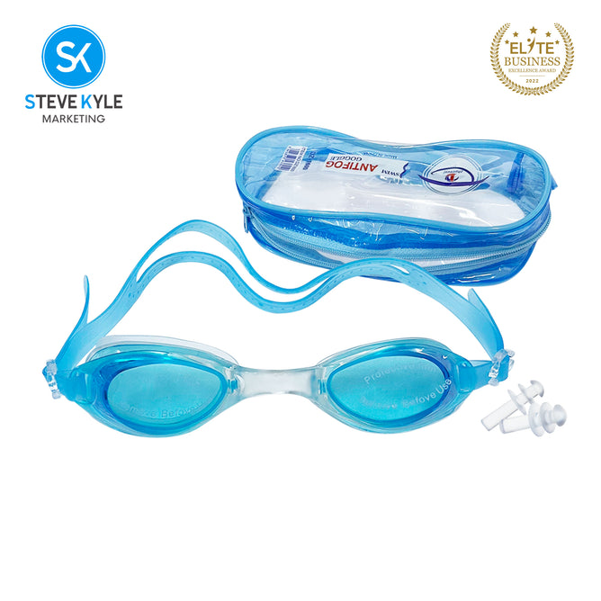 Swim Anti-fog Goggles Adjustable for Kids and Adults with 1 Pair Earplugs & Pouch Case