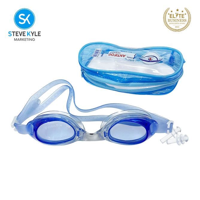 Swim Anti-fog Goggles Adjustable for Kids and Adults with 1 Pair Earplugs & Pouch Case