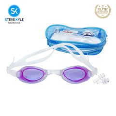 Swim Anti-fog Goggles Adjustable for Kids and Adults with 1 Pair Earplugs & Pouch Case