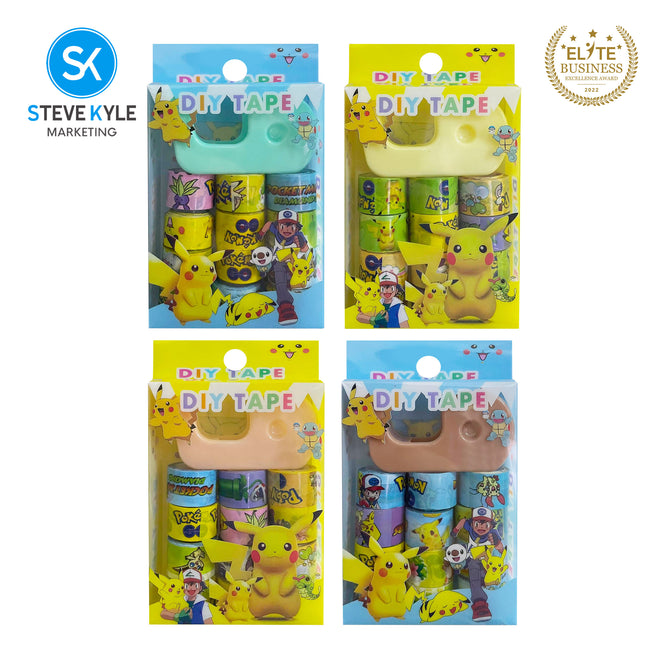 Steve Kyle Cartoon Mini Sticker Tape with Tape Roll Holder for Journaling Scrapbooking Random Design