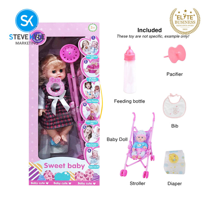 12' Inches Baby Doll 6 Sounds with Accessories High Quality Doll Best Gift for Kids