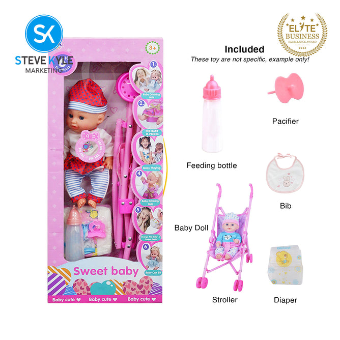12' Inches Baby Doll 6 Sounds with Accessories High Quality Doll Best Gift for Kids