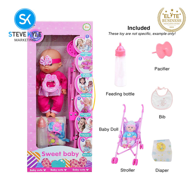 12' Inches Baby Doll 6 Sounds with Accessories High Quality Doll Best Gift for Kids