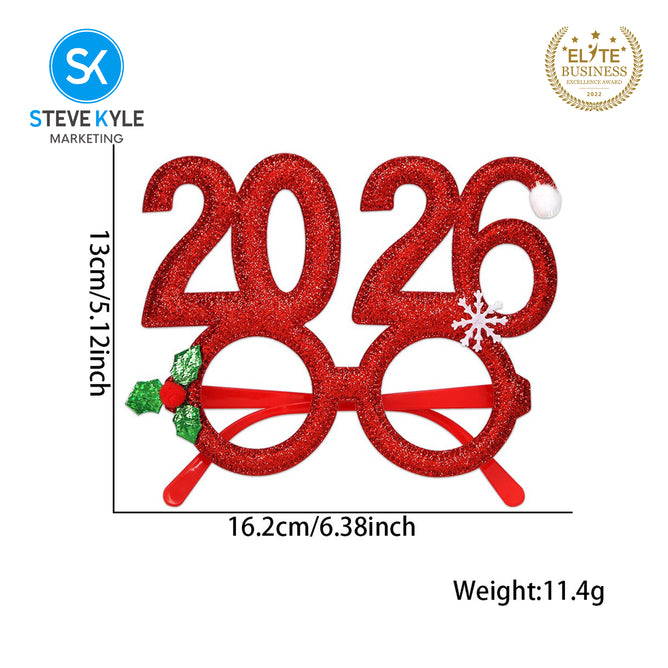 Steve Kyle Merry Christmas Glasses Frame Eyeglasses Party Decoration Photo Booth Props