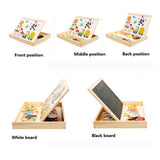 Multi-functional Magnetic Farm Wooden Jigsaw Puzzle Double-Sided Drawing Board Building Blocks for Kids