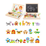 Multi-functional Magnetic Farm Wooden Jigsaw Puzzle Double-Sided Drawing Board Building Blocks for Kids