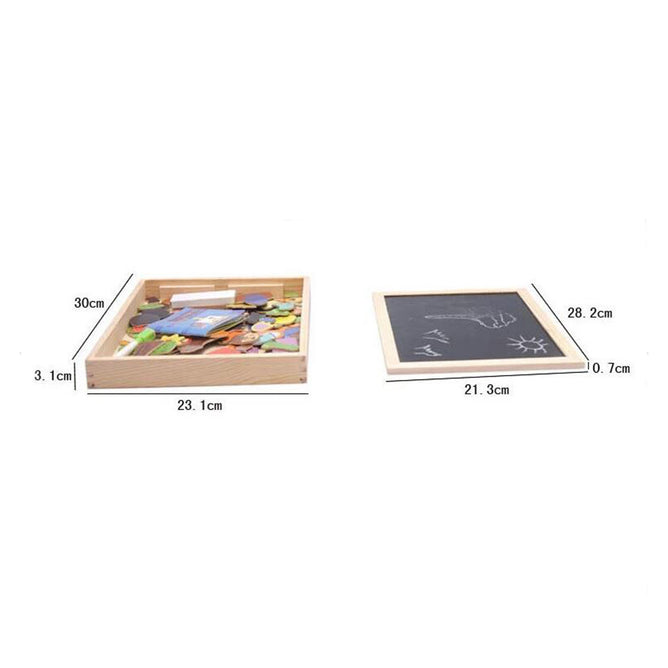 Multi-functional Magnetic Farm Wooden Jigsaw Puzzle Double-Sided Drawing Board Building Blocks for Kids