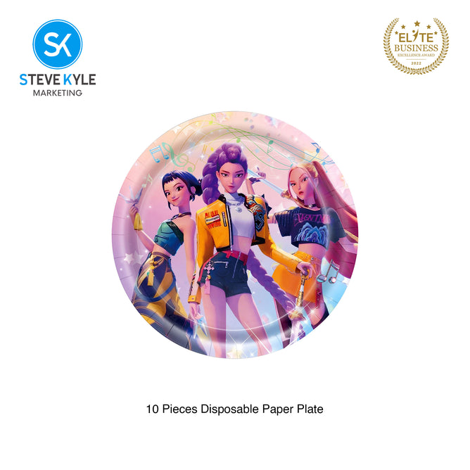 Steve Kyle Multicolored Cartoon Design Disposable Paper Plates Cup Tablecloth Cake Socket Birthday Party Decorations Tableware Set For Kids