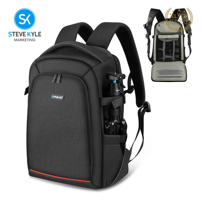 PULUZ Outdoor Portable Camera Dual Shoulders Backpack Laptop Bag (Black)