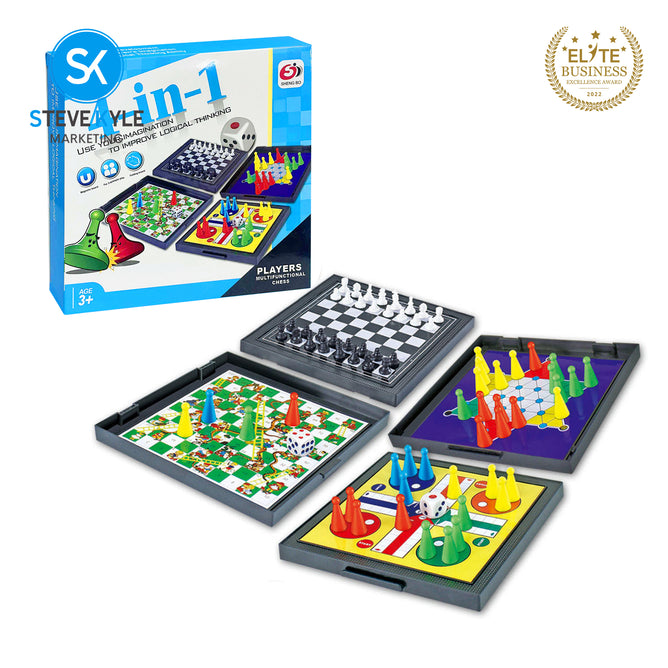 Steve Kyle Magnetic Travel Board Games Snake Ladder Flying Chess Checker Game Toys For Kids-Adult