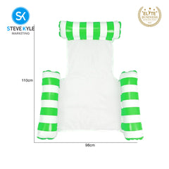 Steve Kyle Inflatable Water Hammock Floating Triple Air Pillows Striped Lounge Chair For Swimming Pool Beach