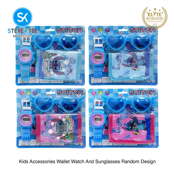 Steve Kyle Cartoon Character Pattern Wallet Watch And Glasses Accessories Set Random Design For Kids Birthday Gift Random Design