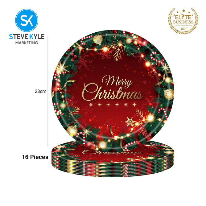 Steve Kyle Merry Christmas Disposable Paper Plate Tableware Napkins Tablecloth Christmas Party Banner Decoration