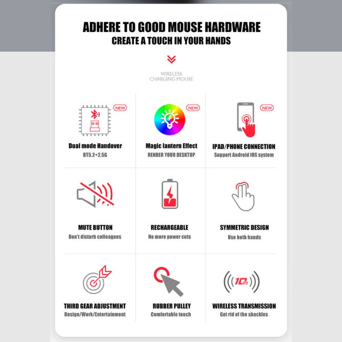 Wireless RGB Optical Slim Computer Mouse