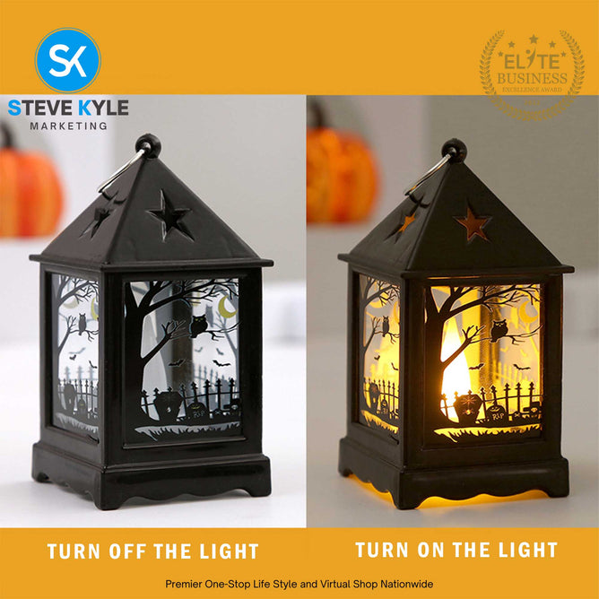 Halloween LED Lantern Lights Retro Small Oil Lamp Style Decorative Lamp for Halloween