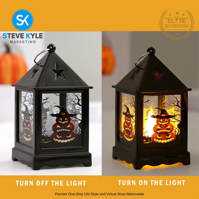 Halloween LED Lantern Lights Retro Small Oil Lamp Style Decorative Lamp for Halloween