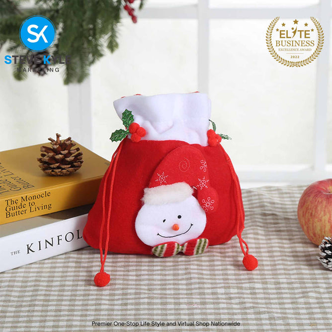 Creative Christmas Gift Candy Bag Cute Christmas Basket Knitted Dolls Santa Claus