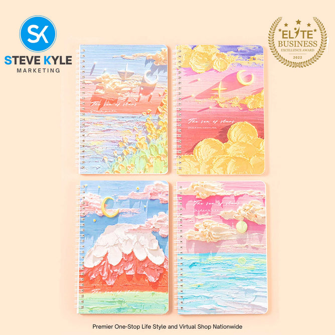 4Pcs A5 Oil Painting Notepad for Women Blank Sketchpad Blank Sketch Pad Spiral Notepad