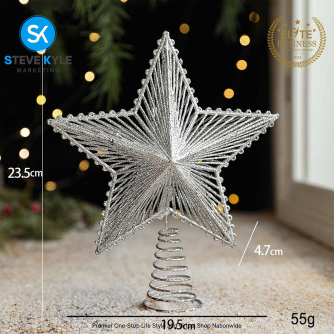 Christmas Tree Top Decoration Glittering Star Hanging Pendant Topper Xmas Tree Decor Ornament