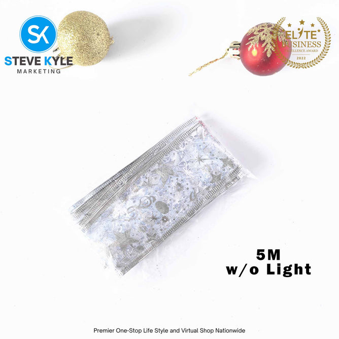 5M/Christmas Ribbon Fairy Lights Decor Christmas Lace Ribbon Bows With LED For Christmas Tree