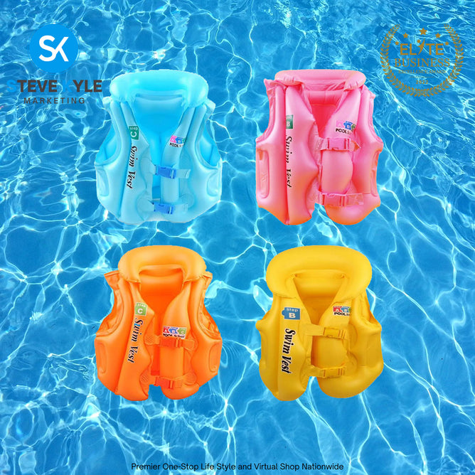 Inflatable Safety Life Jacket Vest Pool School Children Learn Swimming Floater
