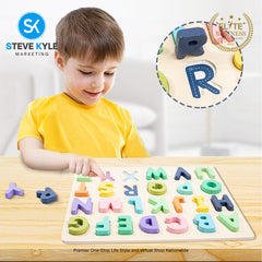 Kids Learning Toys Wooden Alphabet Number Puzzles Educational Jigsaw Puzzle Magnetic Board Set gift for Kids