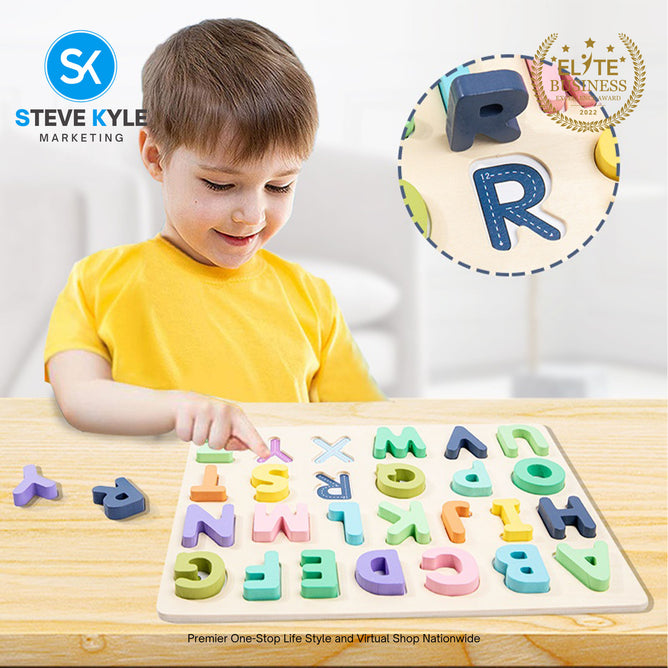 Kids Learning Toys Wooden Alphabet Number Puzzles Educational Jigsaw Puzzle Magnetic Board Set gift for Kids