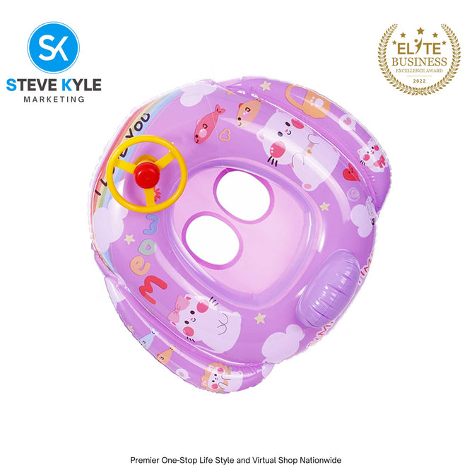 Inflatable Summer Swimming Ring Seat with Steering for Kids
