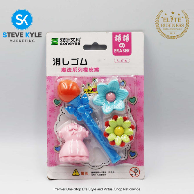 Lovely Cute Set Eraser for Stationery School Kids Rubber Non-Toxic Eraser