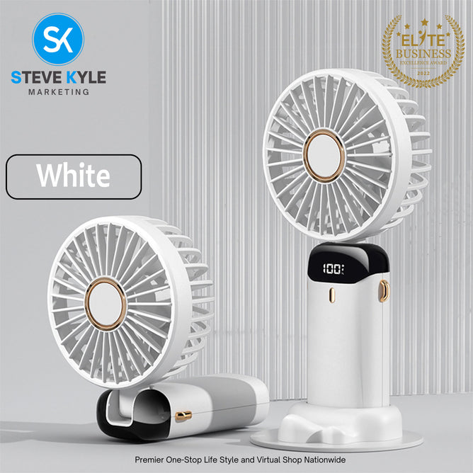 Handheld Portable Folding Fan Multifunctional Digital Display Aromatherapy Fan Neck Rope