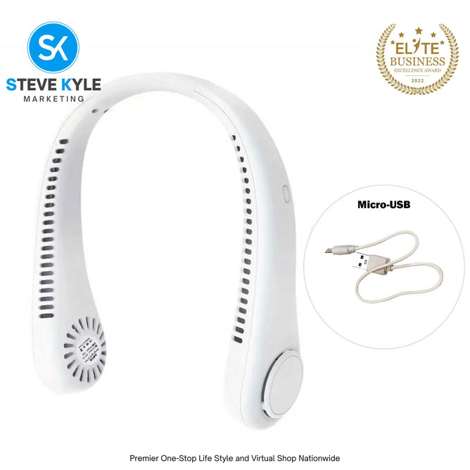 Rechargeable Portable Bladeless Neck Hanging Fan Built in 4000 mAh Battery Air Cooling Fan