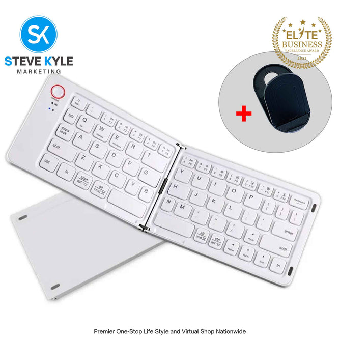 UltraSlim Foldable Keyboard Rechargeable Bluetooth Silent Typing for iOS Android Windows