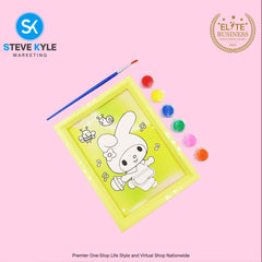 DIY Water Color Picture for Kid Children Cartoon Painting w/ Draw Brush & Paint Set