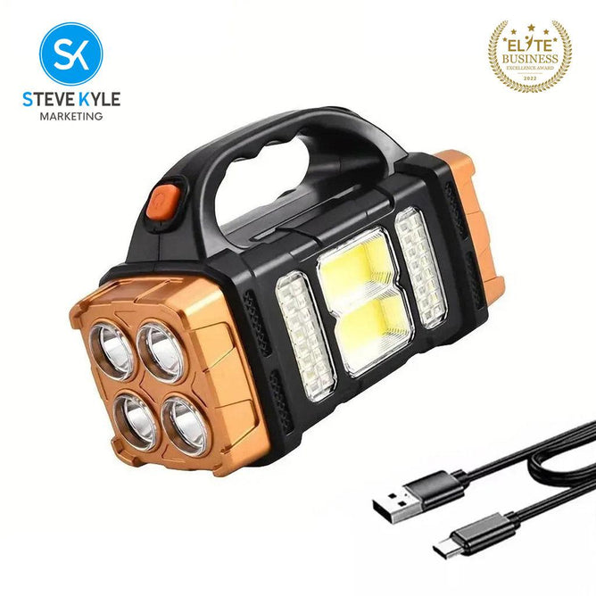 Steve Kyle Solar Powered Rechargeable LED Work Light Portable Emergency Flashlight