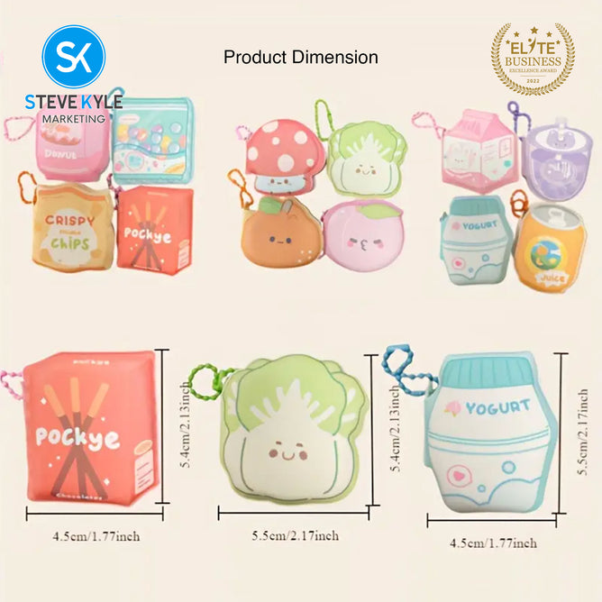 Steve Kyle Cute 3D Stress Relief Loose Leaf Set of 4 Mini Notebook with Smooth Offset Paper Pages Portable Student Writing Pad Diary Journal Bag Accessories