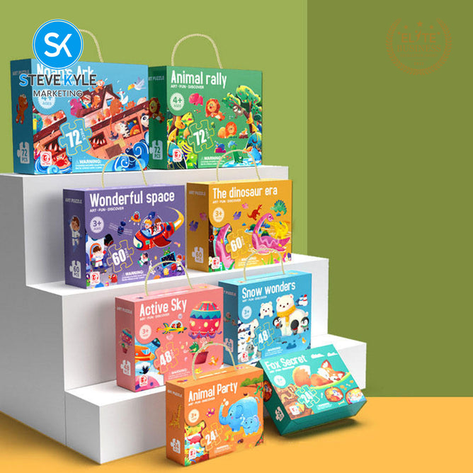 Steve Kyle 48-Piece Cartoon Animal Jigsaw Puzzle Set for Children Early Learning and Development