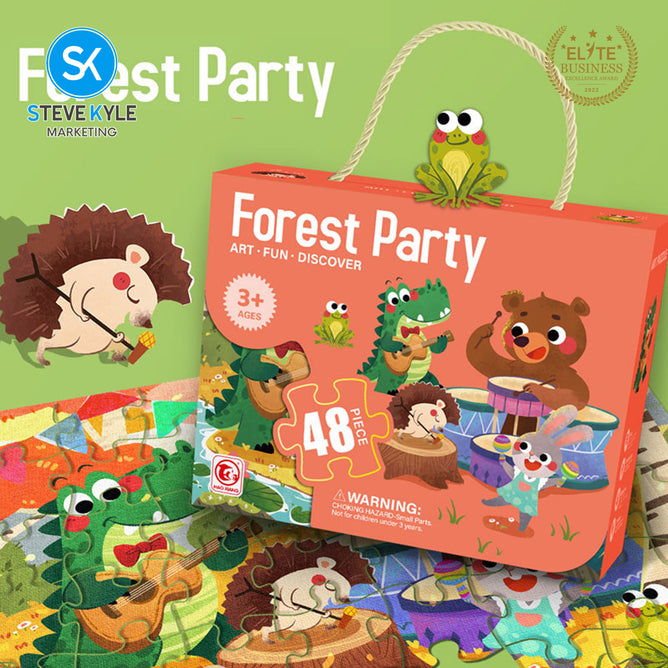 Steve Kyle 48-Piece Cartoon Animal Jigsaw Puzzle Set for Children Early Learning and Development