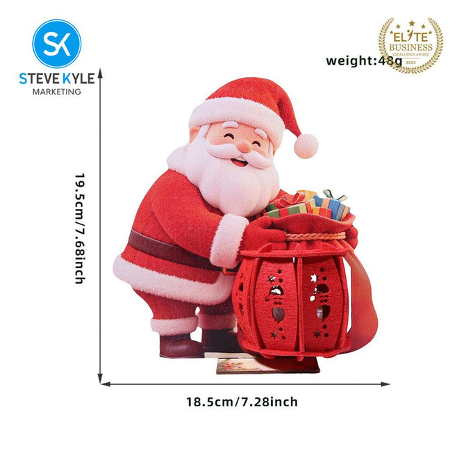 Steve Kyle 3D Wooden Christmas Santa Claus Snowman Santa Sleigh Decorative Lantern Ornament