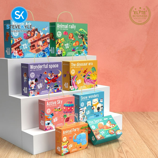 Steve Kyle 24-Piece Cartoon Animal Jigsaw Puzzle Set for Kids Learning Thinking Interactive Play