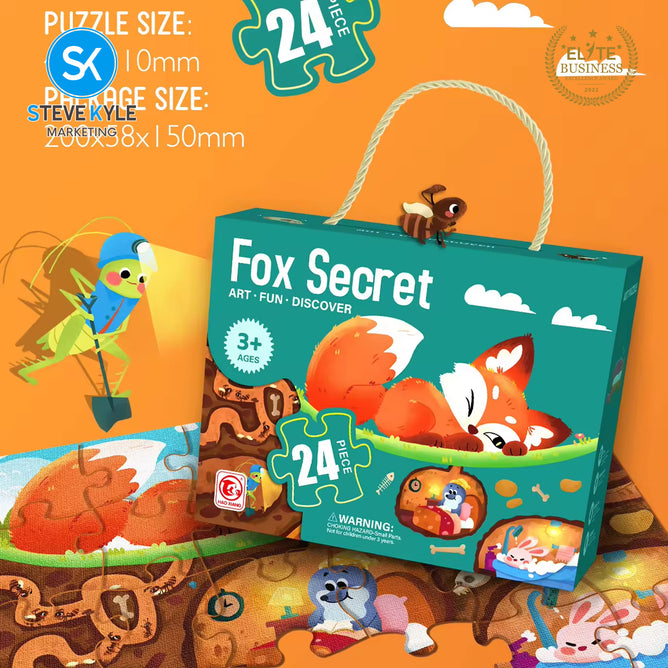 Steve Kyle 24-Piece Cartoon Animal Jigsaw Puzzle Set for Kids Learning Thinking Interactive Play